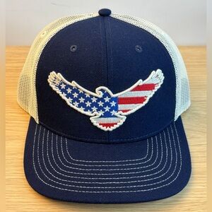 “Local Crowns” Navy & White Trucker Hat with American Eagle Patch NWOT !!